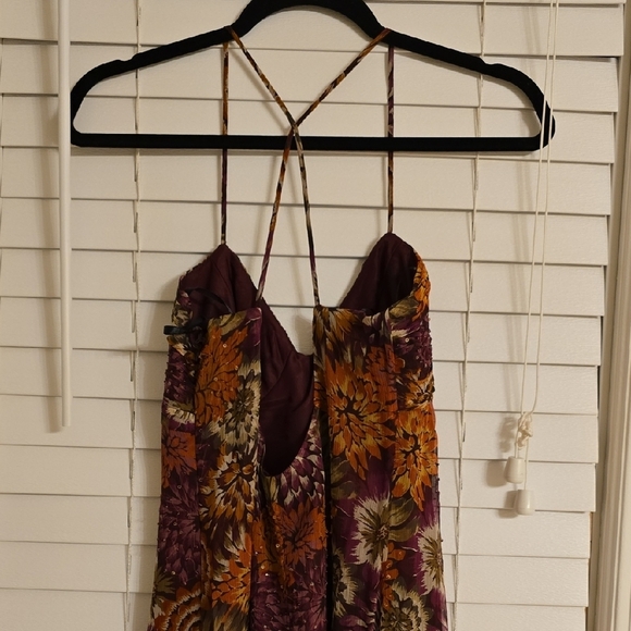 Laundry By Shelli Segal Brown and Orange Silk Sleeveless Midi Dress - Picture 6 of 14